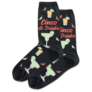Black HOTSOX Women's Cinco de Drinko Crew Sock
