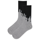 Gray socks with black dripping design on a white background thumbnail