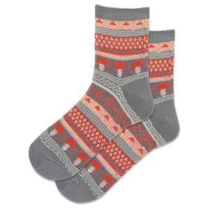 Gray HOTSOX Women's Mushroom Jaquard Anklet