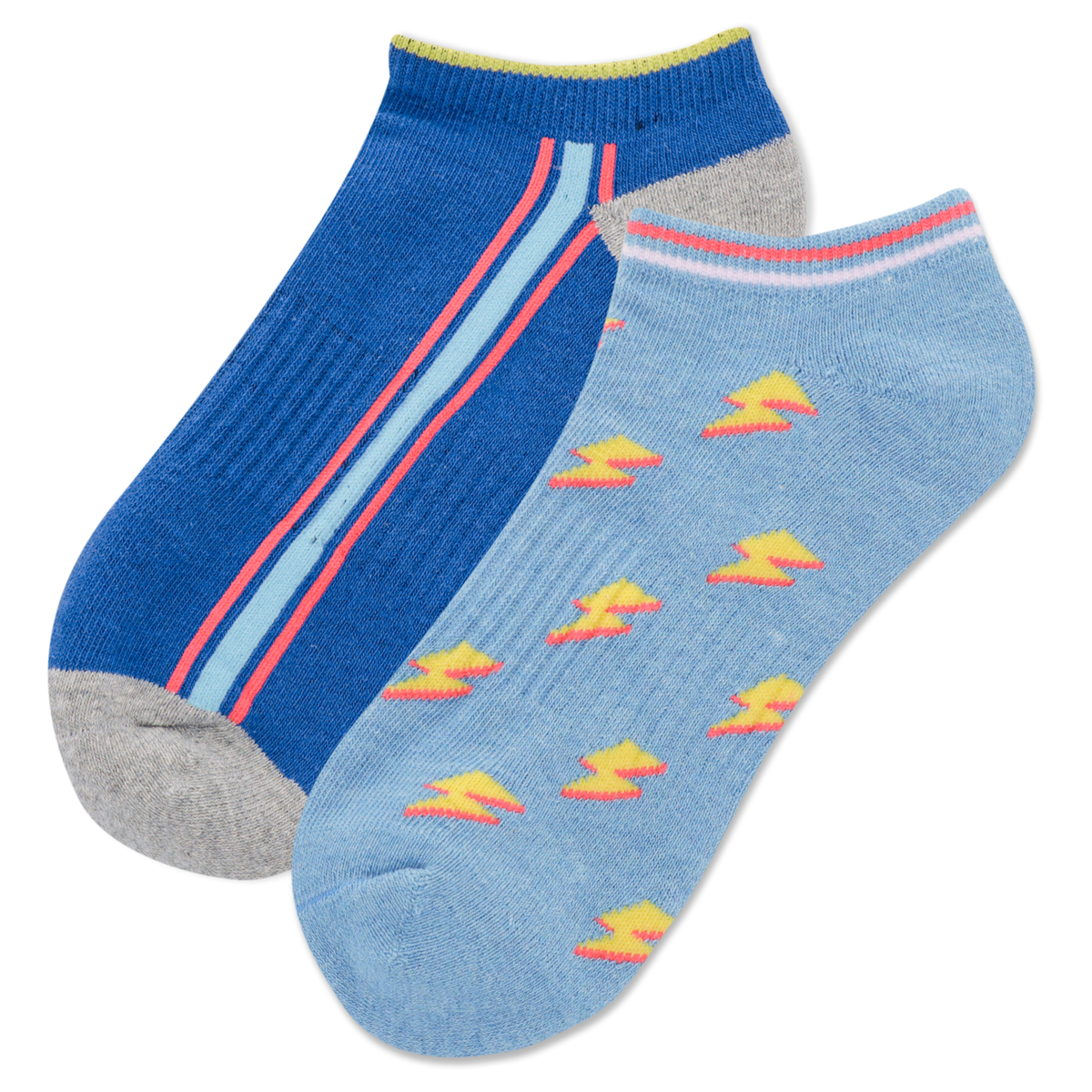 Bright Blue HOTSOX Women's Lightning Bolt Low Cut 2 Pack Socks