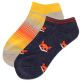 Multi-Colored HOTSOX Women's Fox Head 2 Pack Low Cut Socks