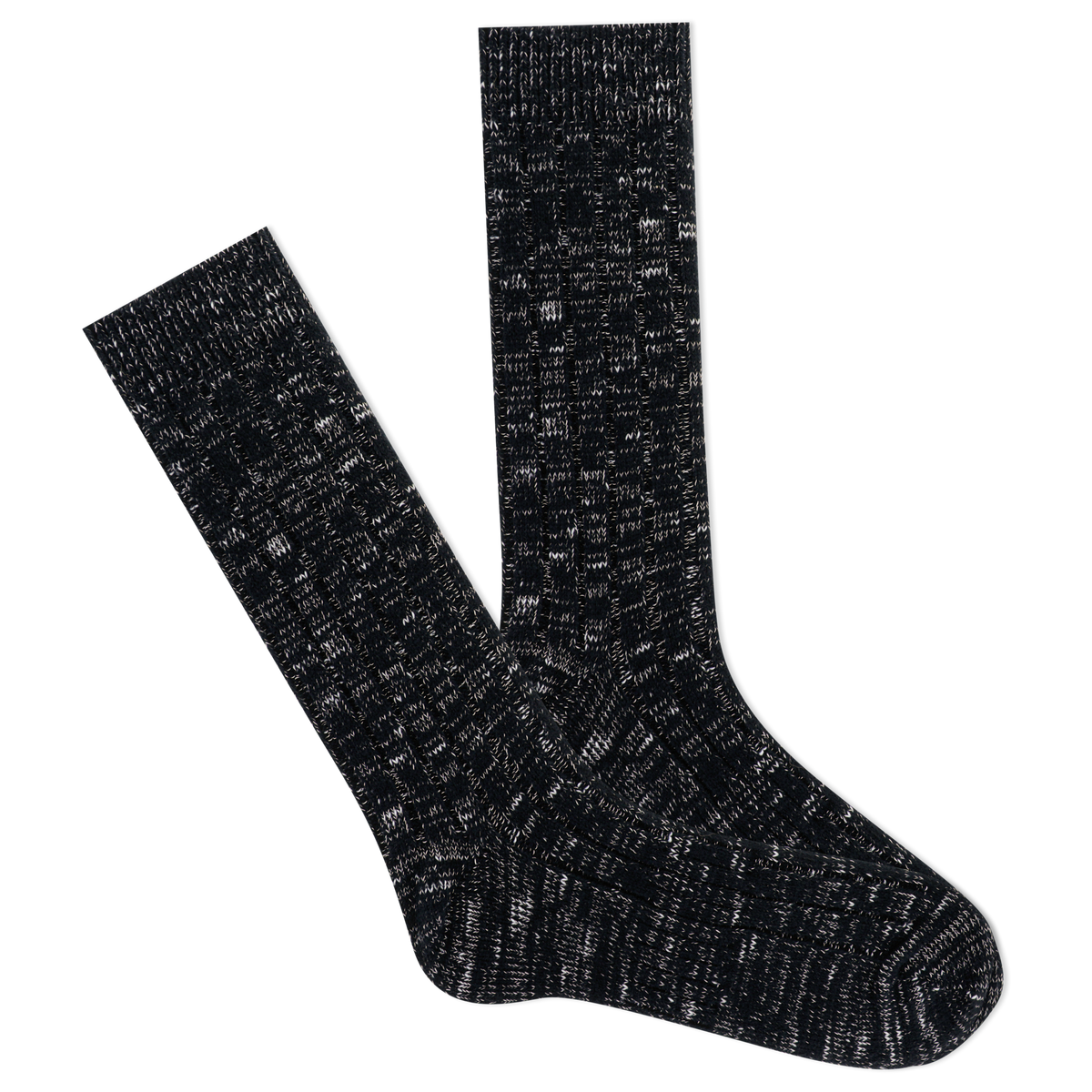 Pair of black textured socks on a white background