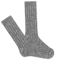 Pair of gray socks with a textured pattern on a white background