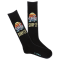 Black socks with Pacific Surf Co logo on a white background