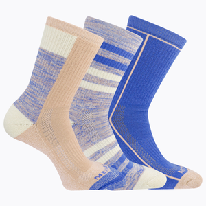 Merrell Durable Recycled Blend All Around Crew Socks 3 Pair Pack with Blister Protection and Fast Dry Moisture Wicking