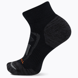Black athletic sock with orange logo on a white background thumbnail