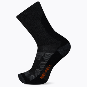 Black sock with Merrell logo on a white background