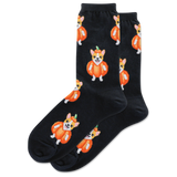 HOTSOX Women's Pumpkin Corgi Crew Sock