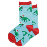HOTSOX Kids' T Rex Wearing Santa Hat Crew Socks