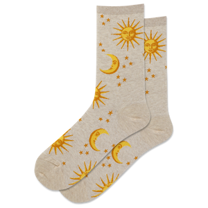 HOTSOX Women's Shiny Sun and Moon Crew Sock