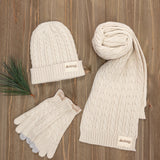 Jeep® 3-Piece Cable Knit Scarf, Hat and Glove Set