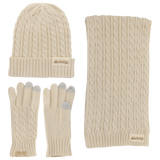 Jeep® 3-Piece Cable Knit Scarf, Hat and Glove Set