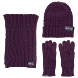 Jeep® 3-Piece Cable Knit Scarf, Hat and Glove Set