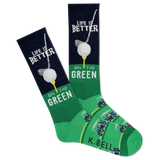 K.Bell Men's Life is Better on the Green Crew Socks