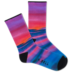 K.Bell Unisex American Made Sunset Waves Crew Sock