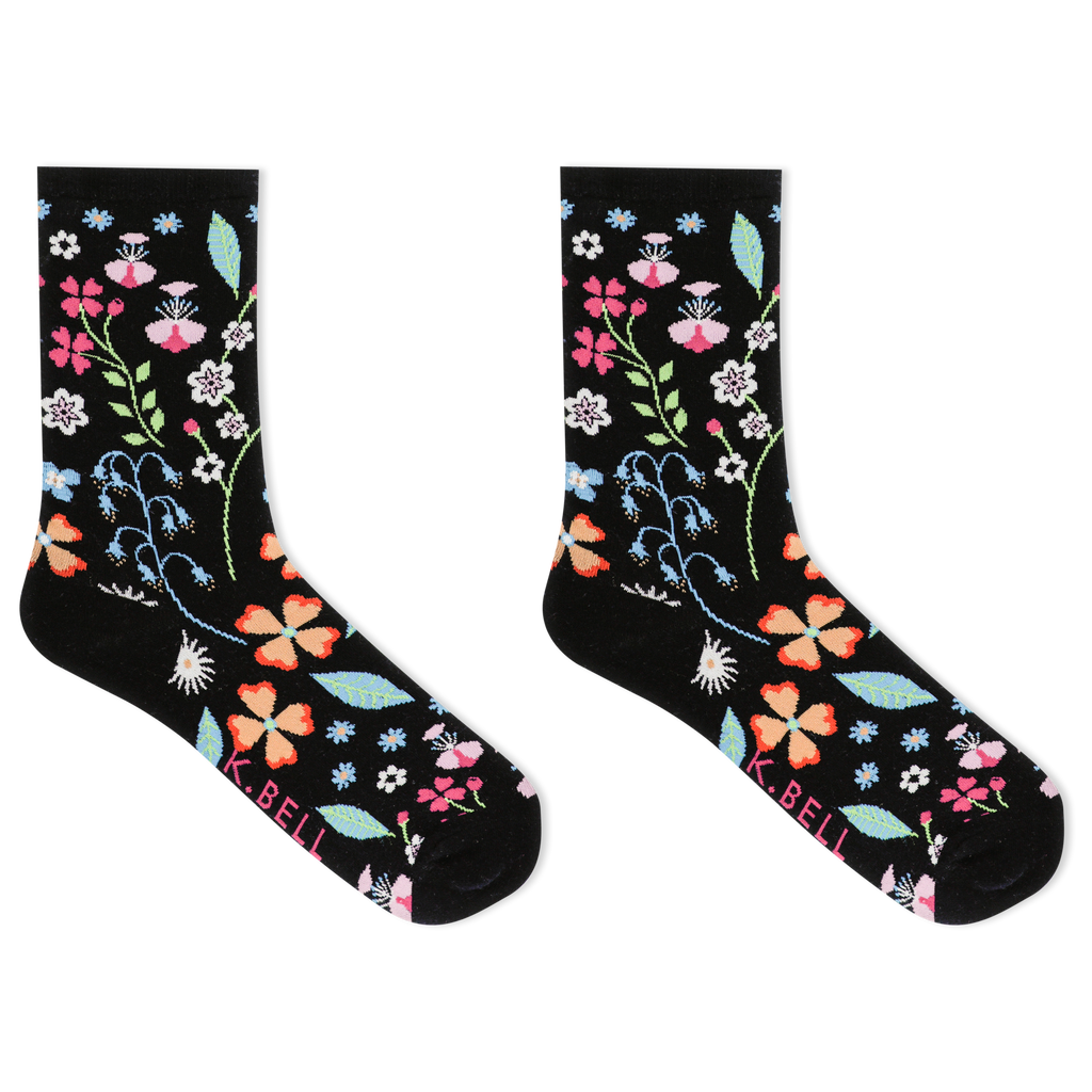 K.Bell Women's Floral Sock Crew Socks – Loops & Wales