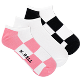 K.Bell Women's Big Checker Repreve No Show Sock 3 Pack