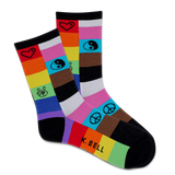 K.Bell Women's Rainbow Patches Active Crew Sock